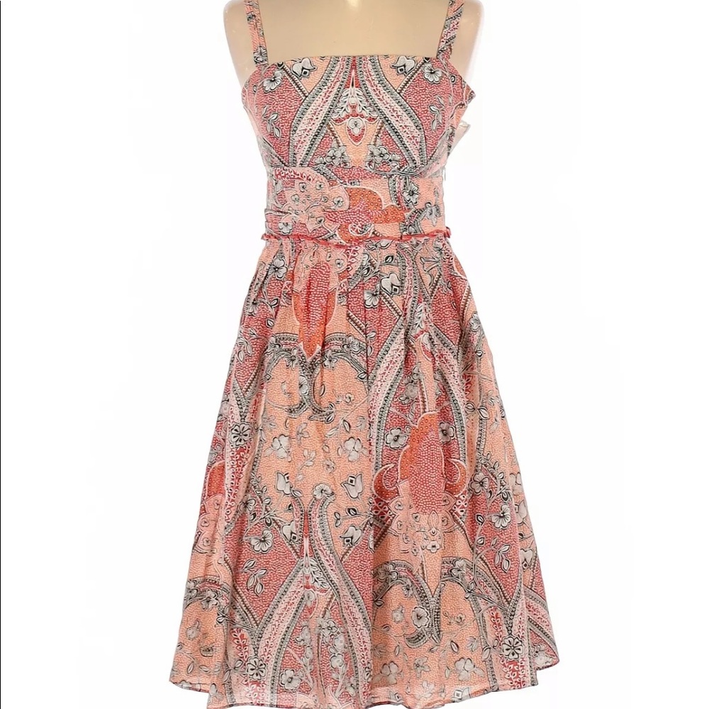 Ann Taylor coral paisley cotton/silk blend dress size 6P